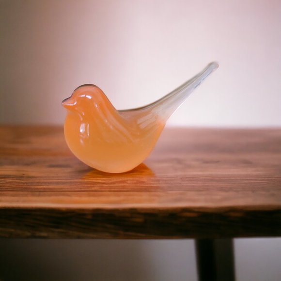 Mid Century Modern Modwing Bird Figurine 3d Resin Eames 60s Transparent Orange M - Picture 2 of 3